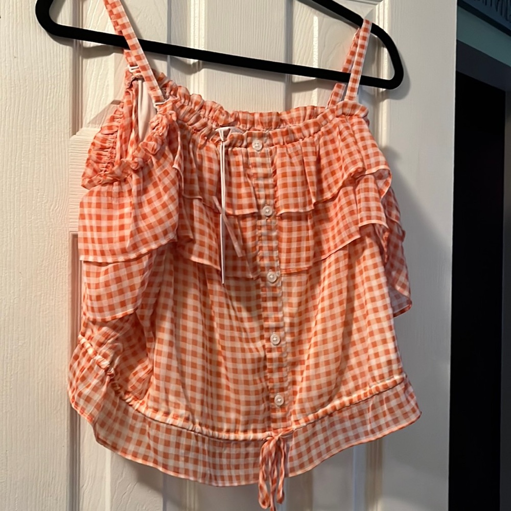 Lauren Conrad XL checkered orange tank top